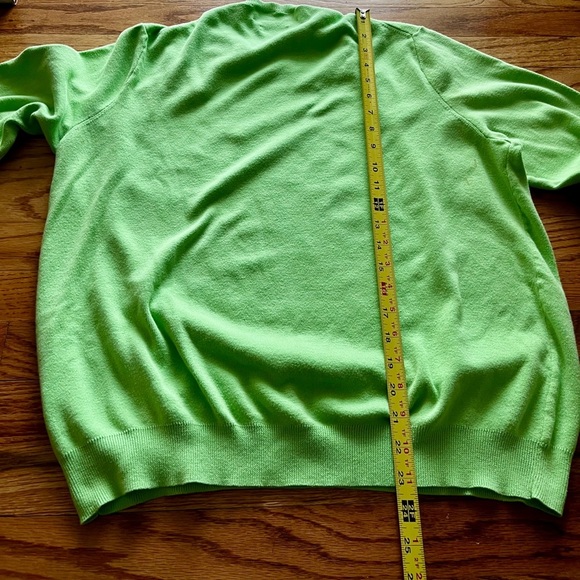 Polo Ralph Lauren Men's Large Bright Green Pima Cotton V-Neck Sweater - Picture 5 of 8